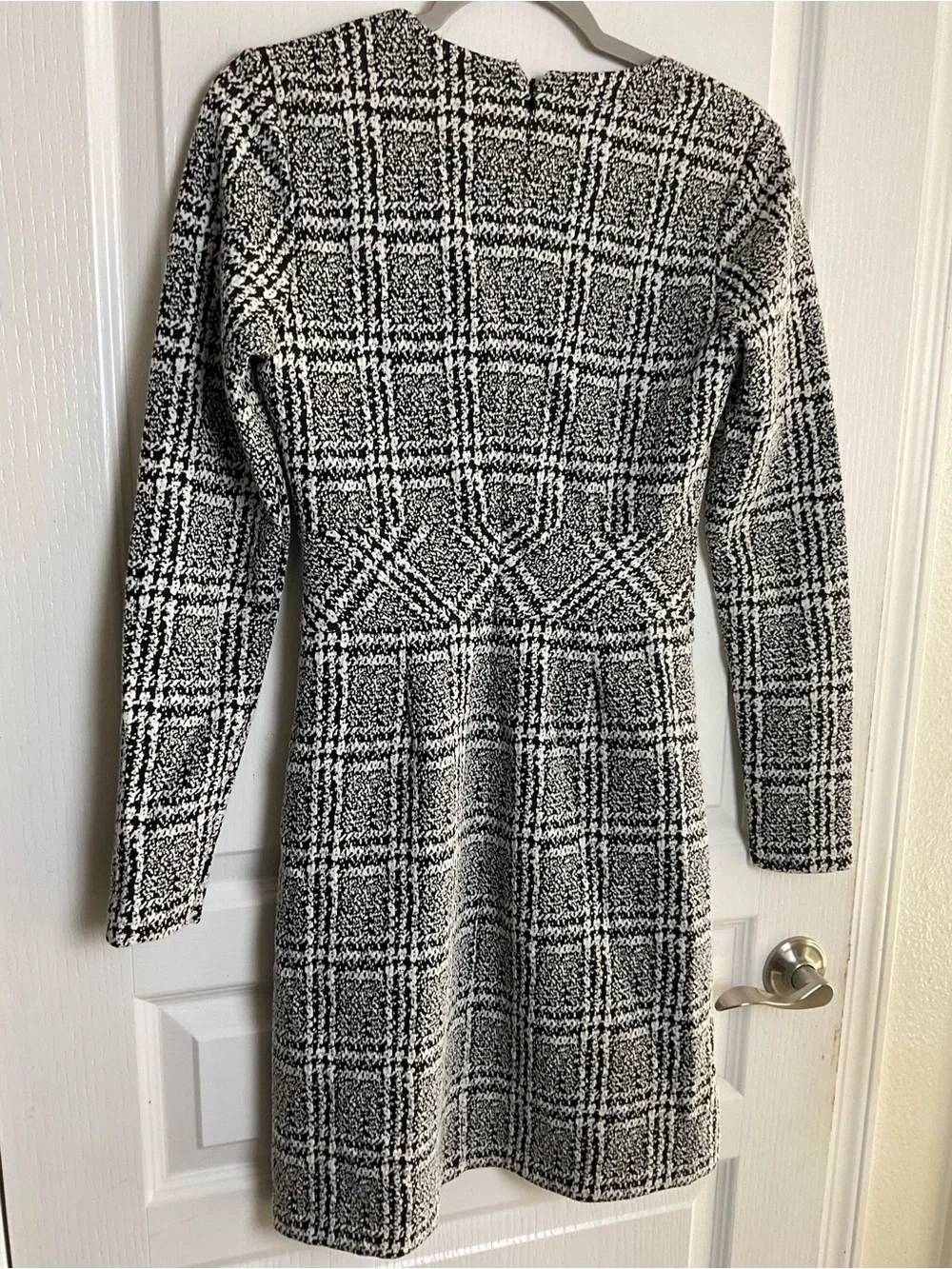 NWT Michael Kors Black & White Plaid Fit & Flare Dress Size Small